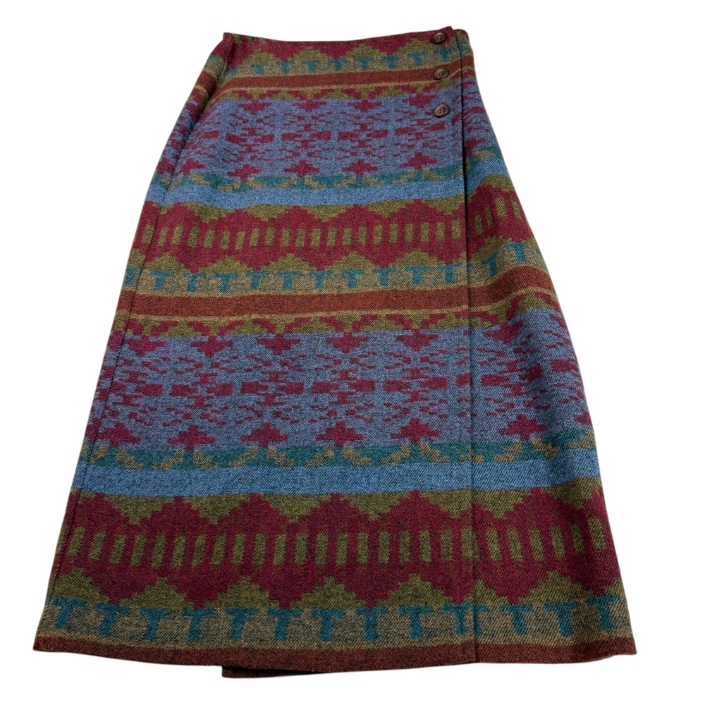 David Hollis Skirt Wool Blend Aztec Southwestern Midi Womens Size‎ 8